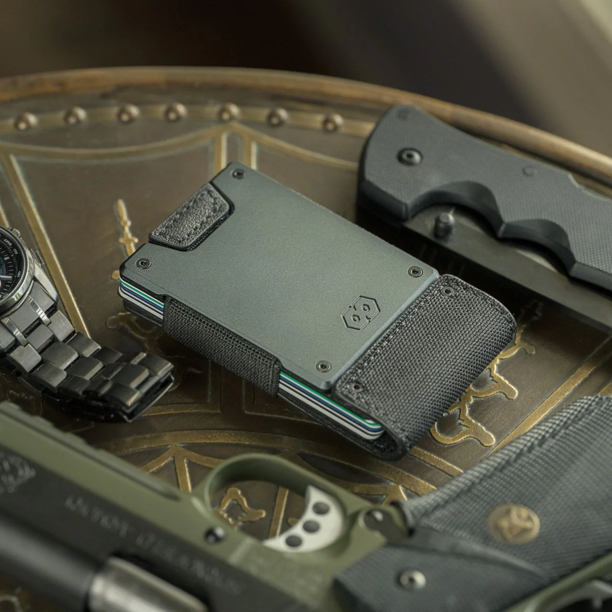 PROOF Wallet | The Monolith | Black Ballistic Nylon & Black Full Grain Leather with Dark Gunmetal - Image 5